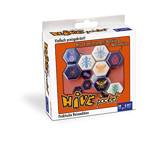 Smart Zone Games Hive Pocket Portable Strategic Board Game for 2 Players – Includes Ladybug & Mosquito Expansions – Compact Travel Version of The Award-Winning Hive Game