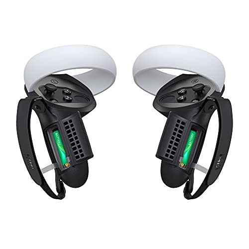 KIWI design Upgraded Controller Grips Cover Compatible with Meta Quest 2 Accessories, with Battery Opening Protector with Knuckle Straps (Black)