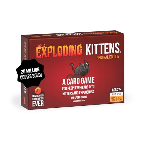Exploding Kittens Original Edition - Hilarious Card Game for Family - Easter Basket Stuffer - Easter Party Game for Ages 7 and Up - 56 Cards - 2-5 Players - 15 Minutes of Play