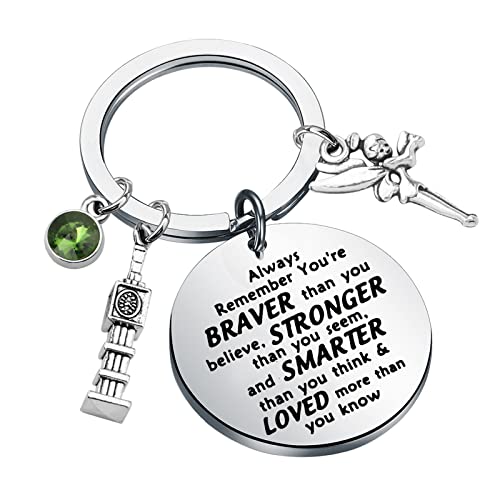 AKTAP Fairy Land Inspired Keychain Fairy Tale Jewelry Fairy Princess Charm for Movie Fandom You're Braver Than You Believe (P-ter P-n Inspired Keychain)