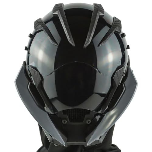 foymi Punk Gothic Mask Helmet for Adult, Mechanical Sci-fi Gear Cosplay Costume Accessory Samurai Helmet, Futuristic Mask(Grey)