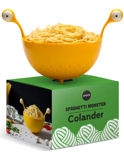 OTOTO Spaghetti Monster - BPA-Free Plastic Colander for Draining Pasta, Rice, Vegetables and Fruits - 19 x 21 cm Pasta Drainer - Rice and Pasta Colander Dishwasher Safe