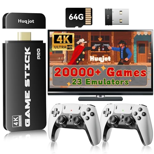 2026 New Upgrade Retro Gaming Console Pro, Video Games Consoles with 4K HDMI, Built-in 20000+ Games & 23 Emulators, Plug and Play Video Gaming Consoles with Upgrade Dual 2.4G Wireless Controllers (64G)