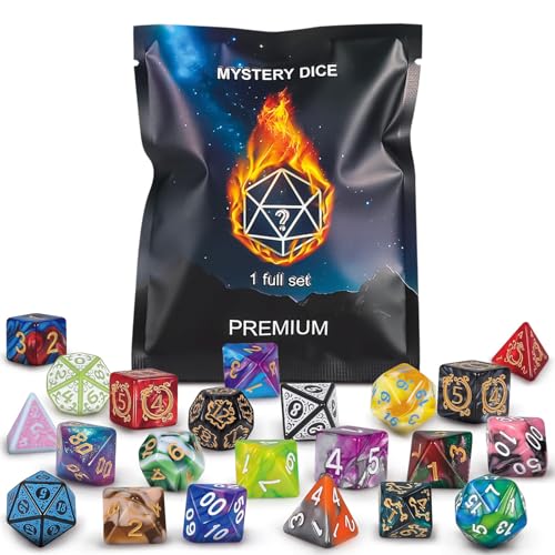 QMAY Polyhedral Dice - 8PCS Mystery Dice Set, Various Styles DND Dice, Random D&D Dice Patterns & Dice Bag, DND Gifts, Suitable for Dungeons and Dragons, RPG, MTG,Role Playing Table Game