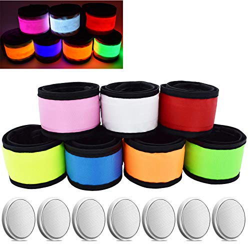 AMNQUERXUS LED Glow Slap Bracelet Light Up Wristband High Visibility Safety Gear for Cycling Walking Running Concert Camping Outdoor Sports-Fits Women Men (7 Pack - Colorful)