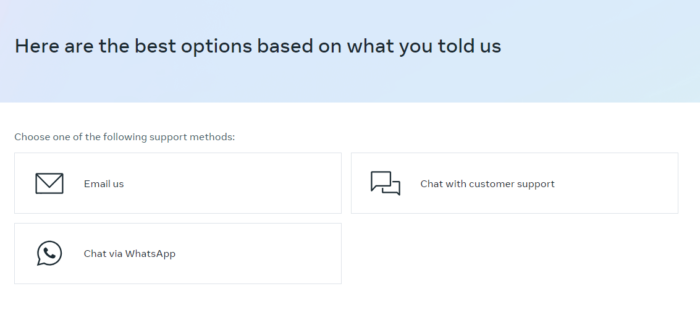 Chat with Meta Support